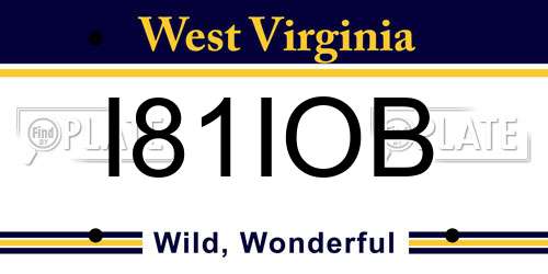 I81IOB West Virginia License Plate