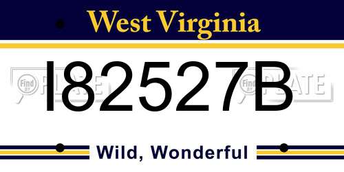 I82527B West Virginia License Plate