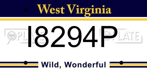 I8294P West Virginia License Plate