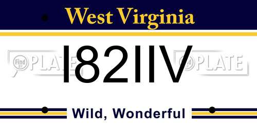 I82IIV West Virginia License Plate