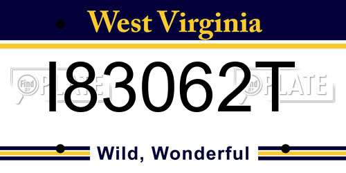 I83062T West Virginia License Plate