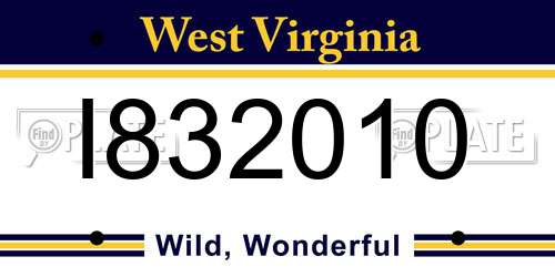 I832010 West Virginia License Plate
