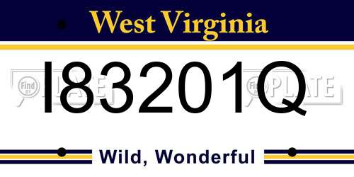 I83201Q West Virginia License Plate