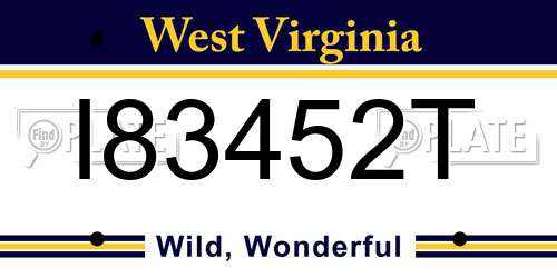 I83452T West Virginia License Plate