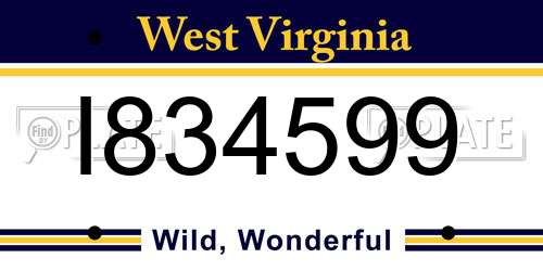 I834599 West Virginia License Plate