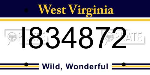 I834872 West Virginia License Plate