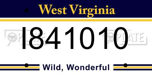 I841010 West Virginia License Plate
