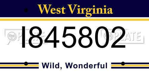I845802 West Virginia License Plate