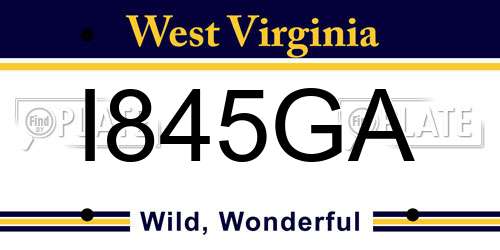 I845GA West Virginia License Plate