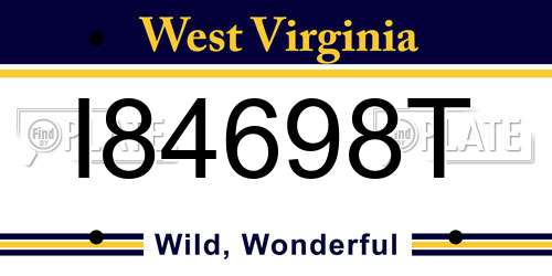 I84698T West Virginia License Plate