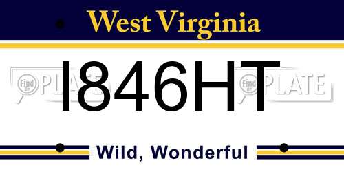 I846HT West Virginia License Plate