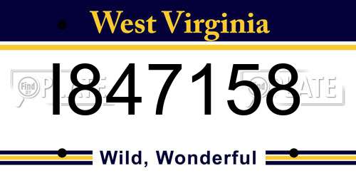 I847158 West Virginia License Plate