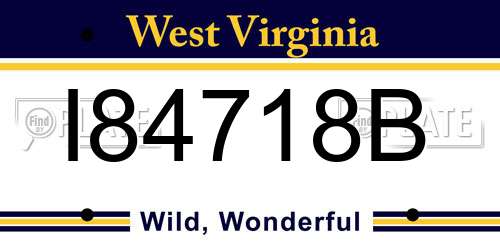 I84718B West Virginia License Plate