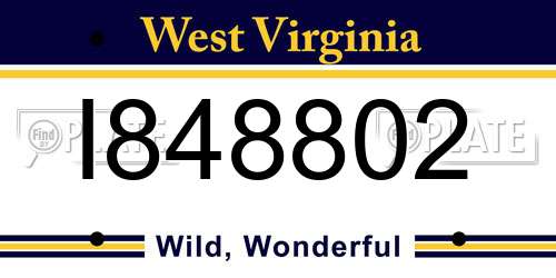 I848802 West Virginia License Plate