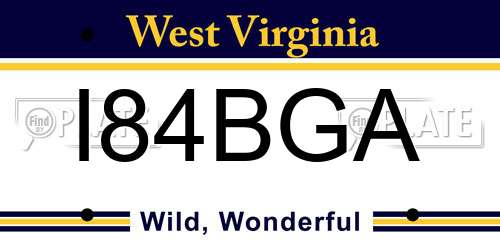 I84BGA West Virginia License Plate
