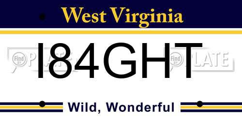 I84GHT West Virginia License Plate