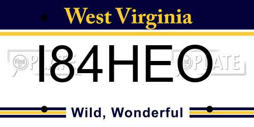 I84HEO West Virginia License Plate
