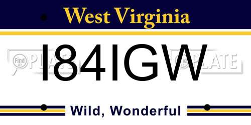 I84IGW West Virginia License Plate