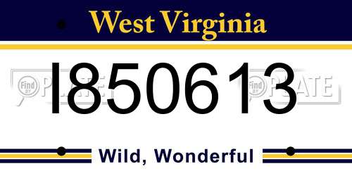 I850613 West Virginia License Plate