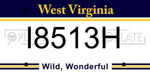 I8513H West Virginia License Plate