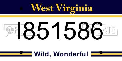 I851586 West Virginia License Plate