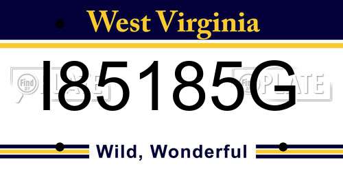 I85185G West Virginia License Plate