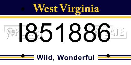 I851886 West Virginia License Plate