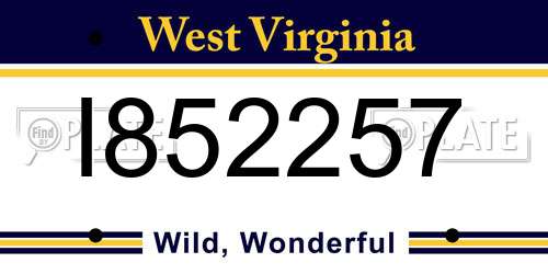 I852257 West Virginia License Plate