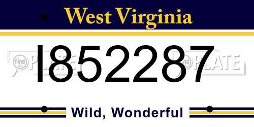 I852287 West Virginia License Plate