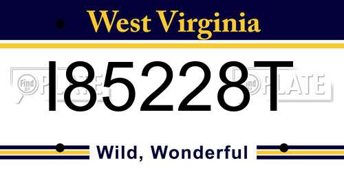 I85228T West Virginia License Plate