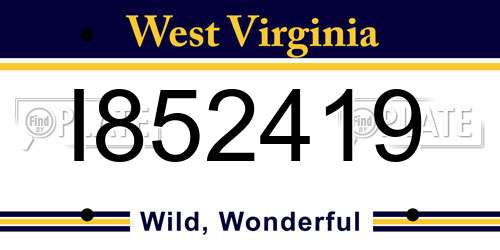 I852419 West Virginia License Plate