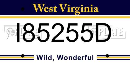 I85255D West Virginia License Plate
