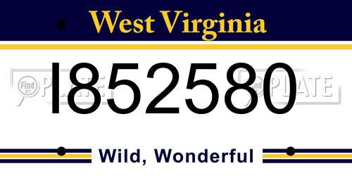 I852580 West Virginia License Plate