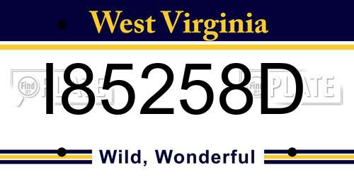 I85258D West Virginia License Plate