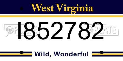 I852782 West Virginia License Plate
