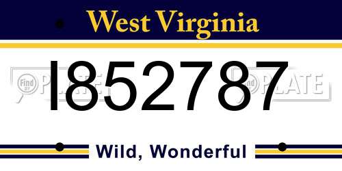 I852787 West Virginia License Plate