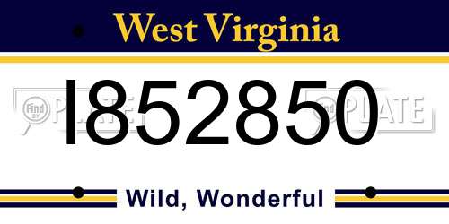I852850 West Virginia License Plate