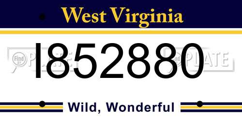 I852880 West Virginia License Plate
