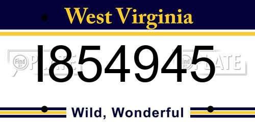 I854945 West Virginia License Plate