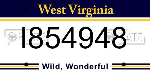 I854948 West Virginia License Plate
