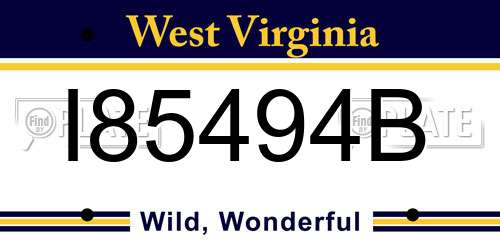 I85494B West Virginia License Plate