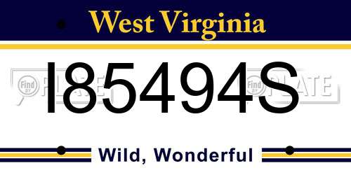 I85494S West Virginia License Plate