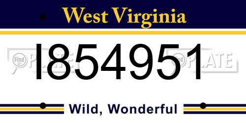 I854951 West Virginia License Plate