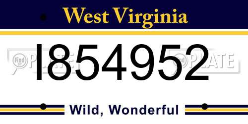 I854952 West Virginia License Plate