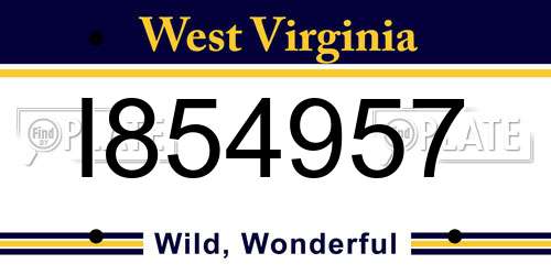 I854957 West Virginia License Plate