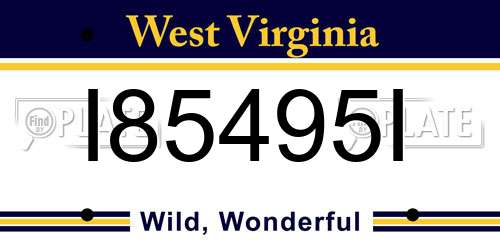 I85495I West Virginia License Plate