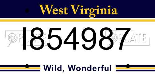 I854987 West Virginia License Plate