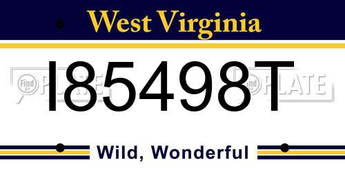 I85498T West Virginia License Plate