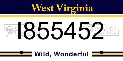 I855452 West Virginia License Plate