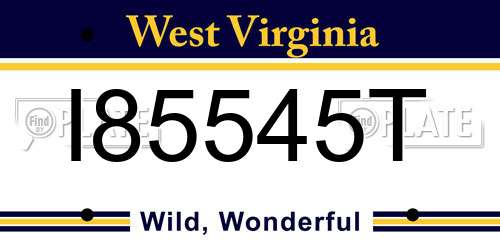 I85545T West Virginia License Plate
